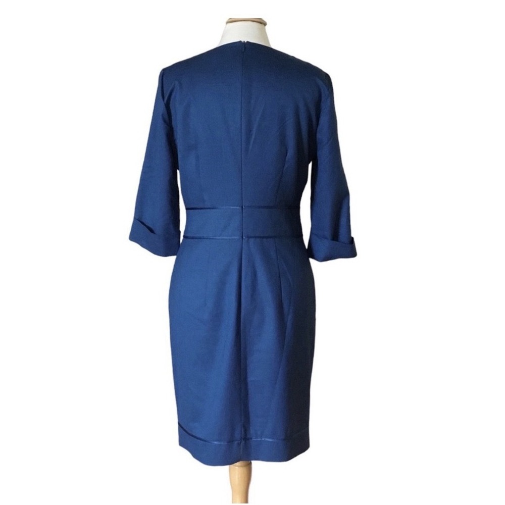 BOSS women's royal blue 3/4 sleeve sheath dress Size 10 Vneck - Picture 2 of 8